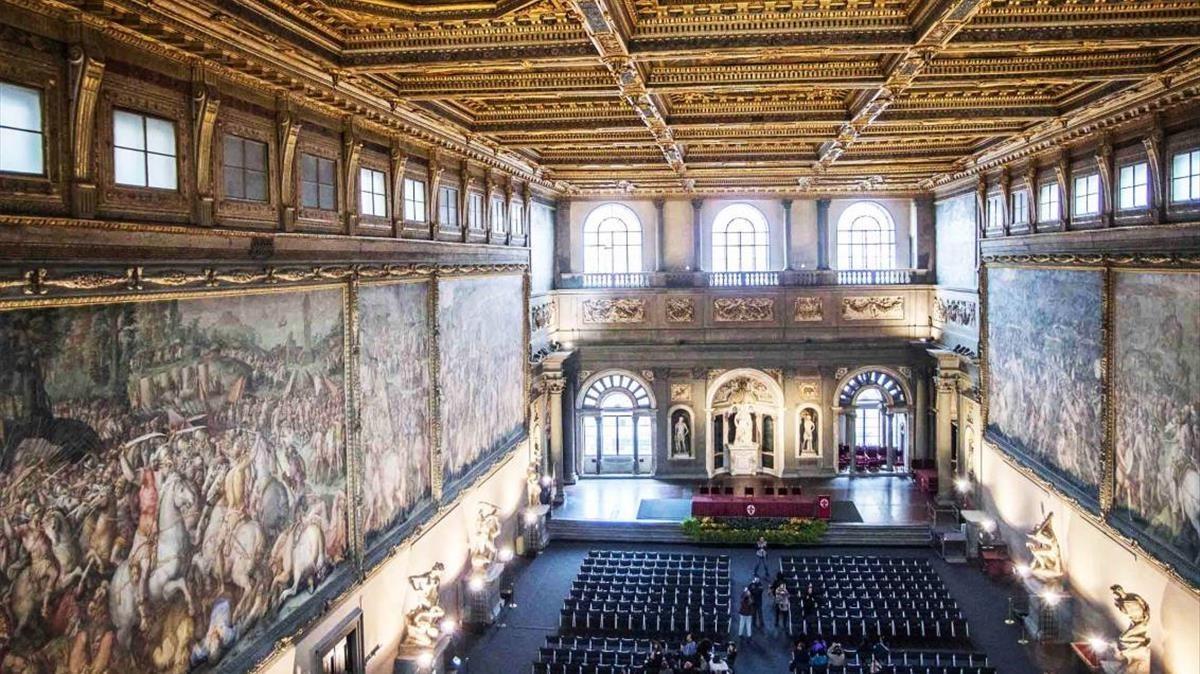 El enorme Salón de los Quinientos, en Florencia