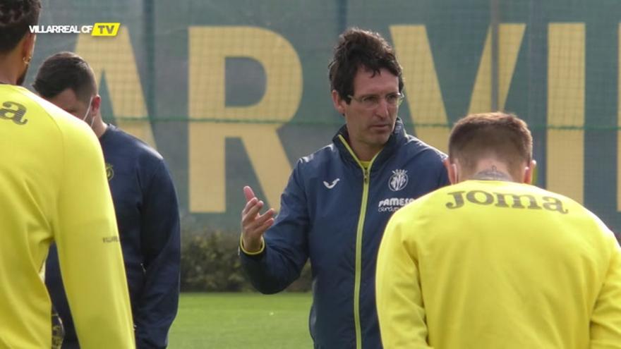 Unai Emery mete intensidad en el entrenamiento del Villarreal. Lunes 1 marzo