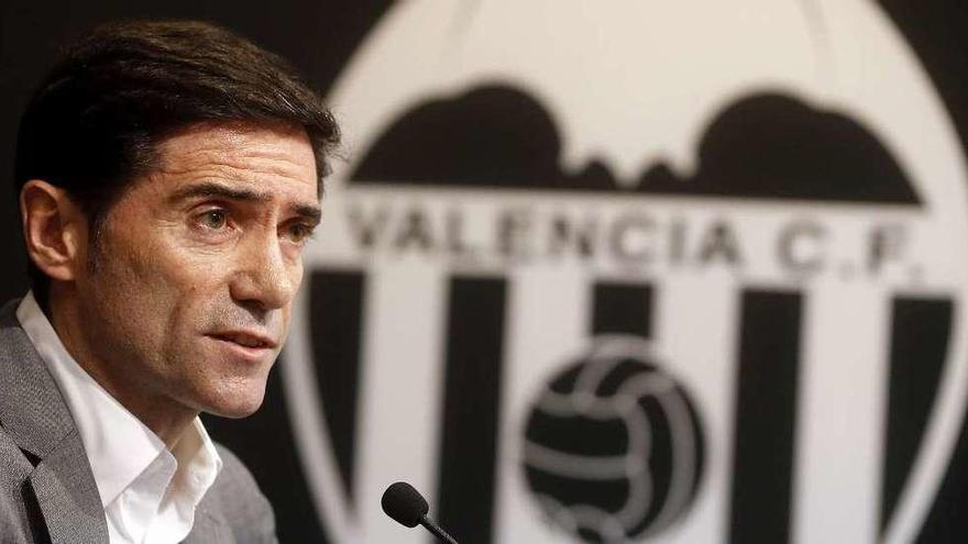 Marcelino García, en su presentación como entrenador del Valencia.