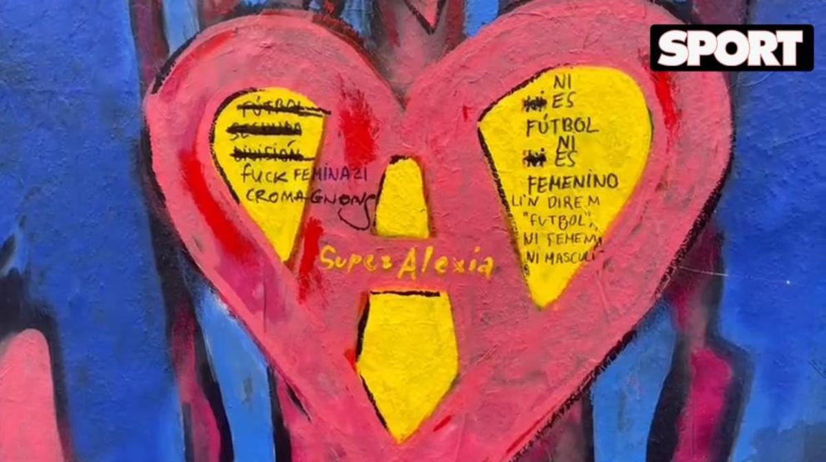 Destrozan el mural que TvBoy hizo a Alexia Putellas con pintadas machistas