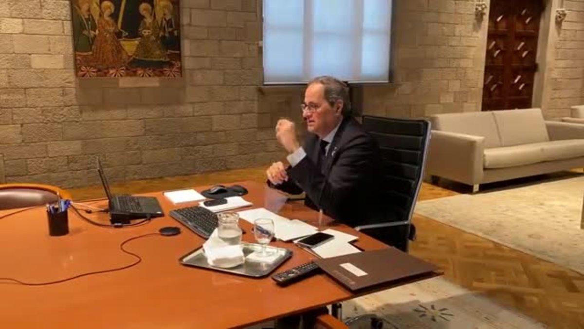 Torra participa en la videoconferencia de Sánchez con presidentes autonómicos