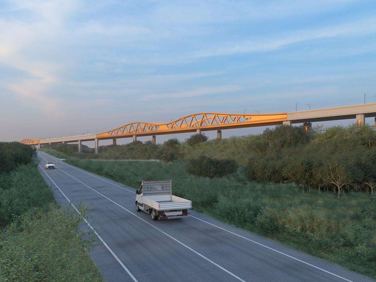 Una imagen de cómo quedará el viaducto del AVE a las puertas de Plasencia.