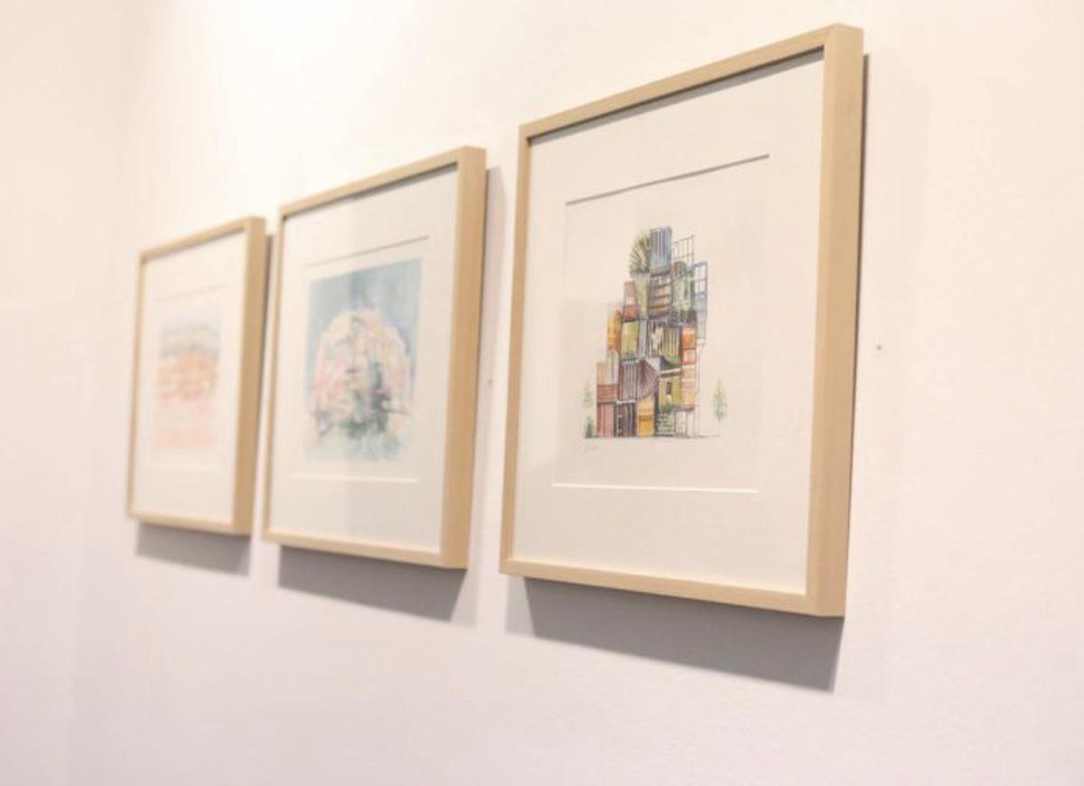 Tres de las acuarelas exhibidas. | ALBA PRIETO