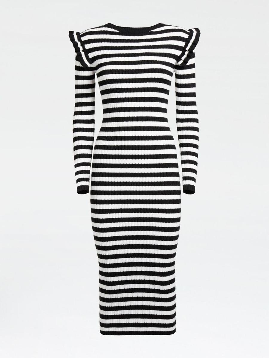 Vestido a rayas en blanco y negro de Guess