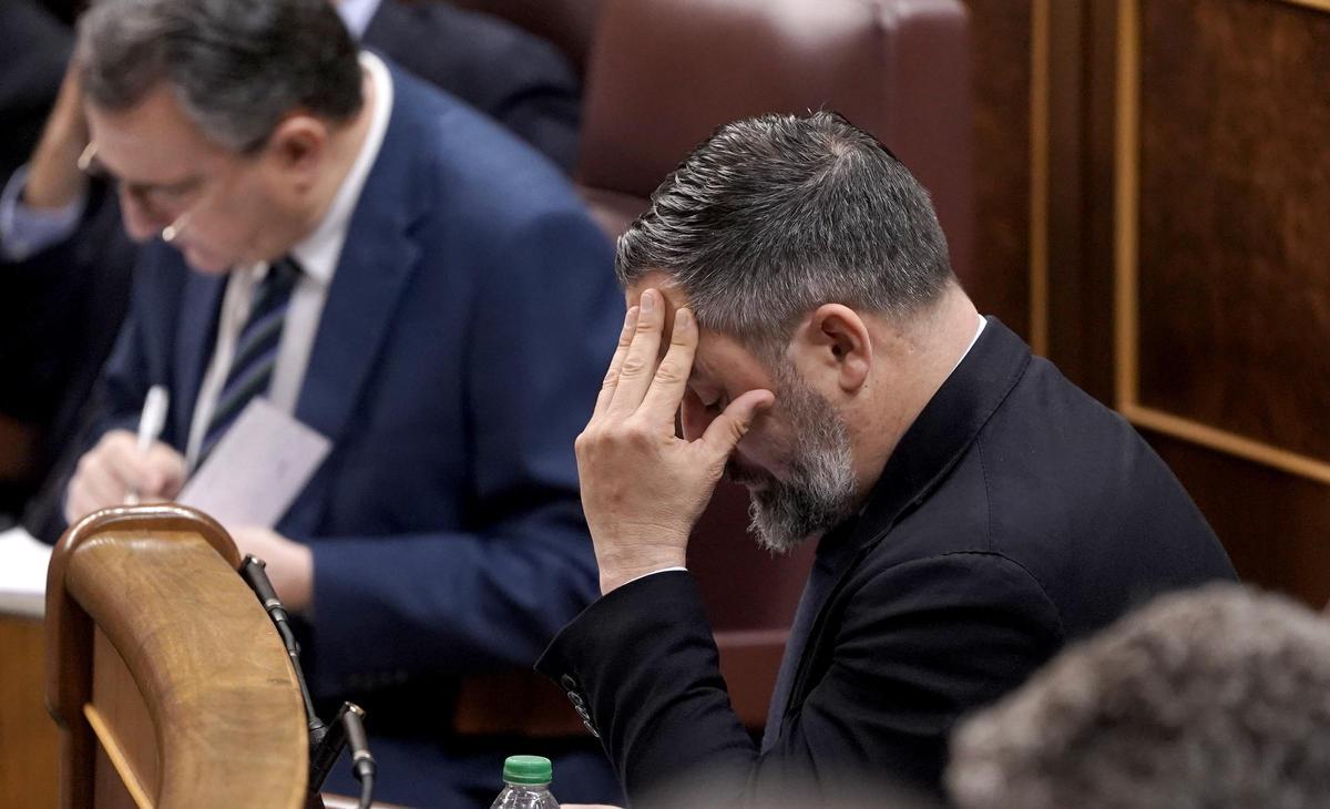 Santiago Abascal, en su escaño del Congreso.