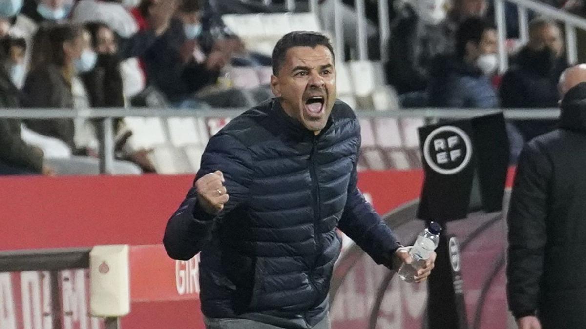 Míchel celebra un gol durant un partit d’aquesta temporada a Montilivi.  | MARC MARTÍ