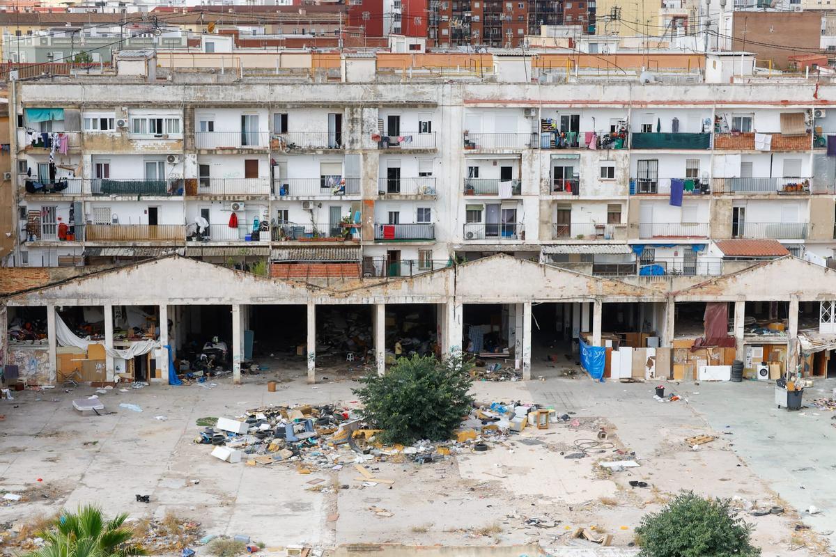 La (mala) vida sigue entre basuras en la calle Picayo de València: un corte de pelo en la inmundicia