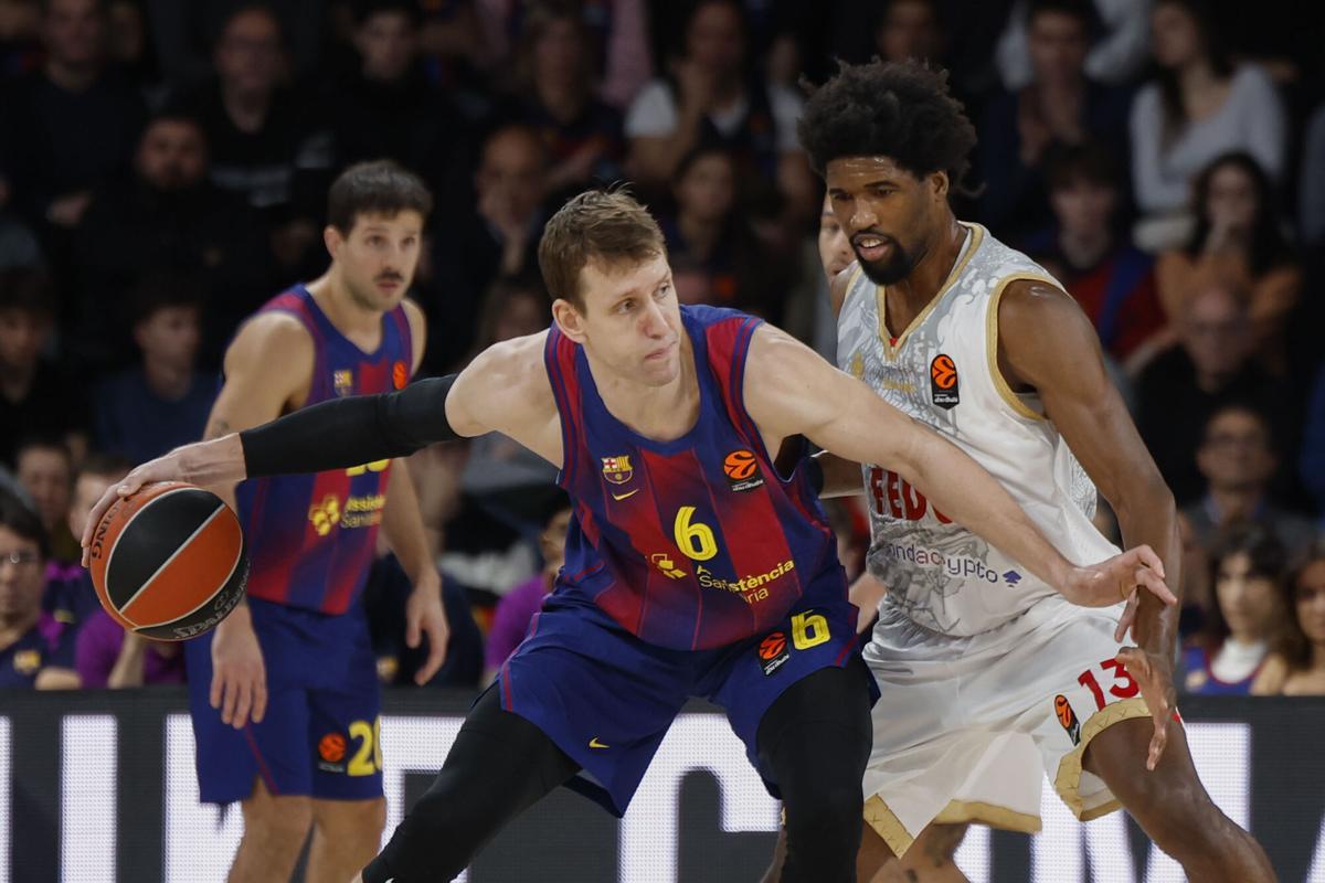 Una acción del Barcelona - Mónaco de la Euroliga.
