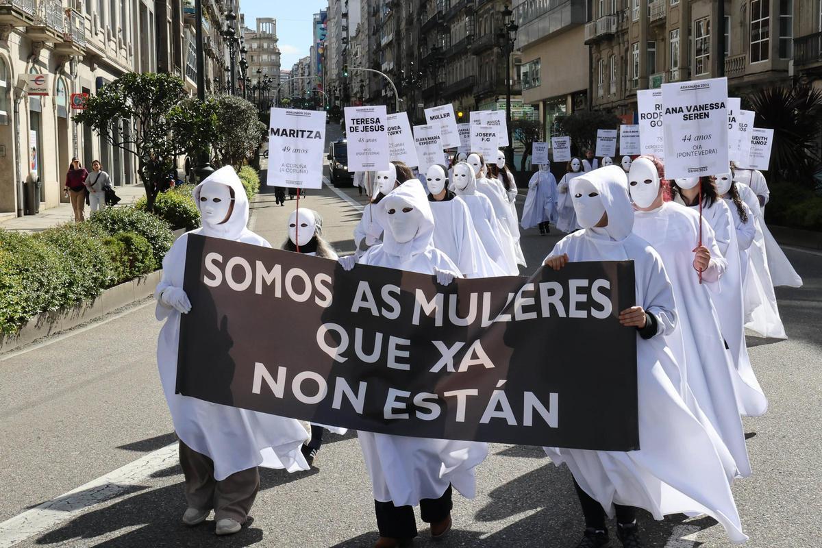 Uno de los momentos de la manifestación del 8M de 2026 en Vigo.