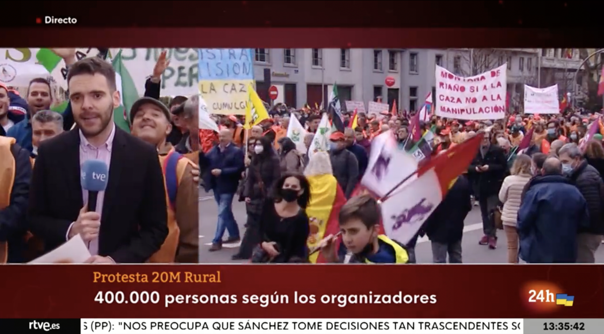 Periodistes de TVE reben insults en la manifestació del món rural: «Aquest és el nivell»