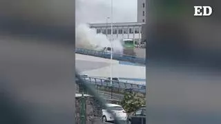 Un vehículo se incendia cerca de la estación de guaguas de La Laguna