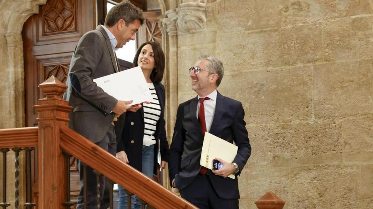 Mazón se reúne con Torró y España en el Palau de la Generalitat, la semana pasada.