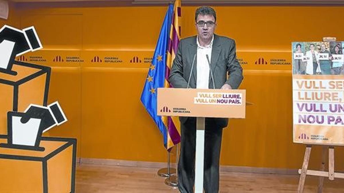 Lluís Salvadó, ayer, en la presentación de la campaña del 9-N, en Barcelona