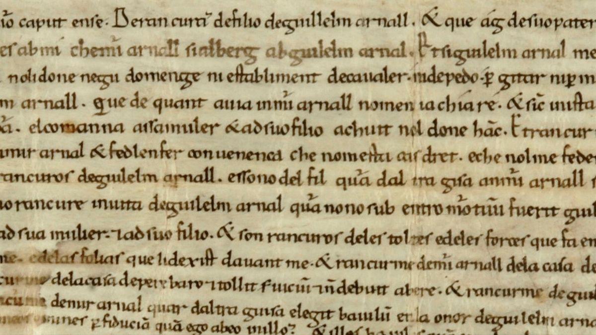 Imatge del primer text escrit en català pel clergue de Cabó (Alt Urgell)