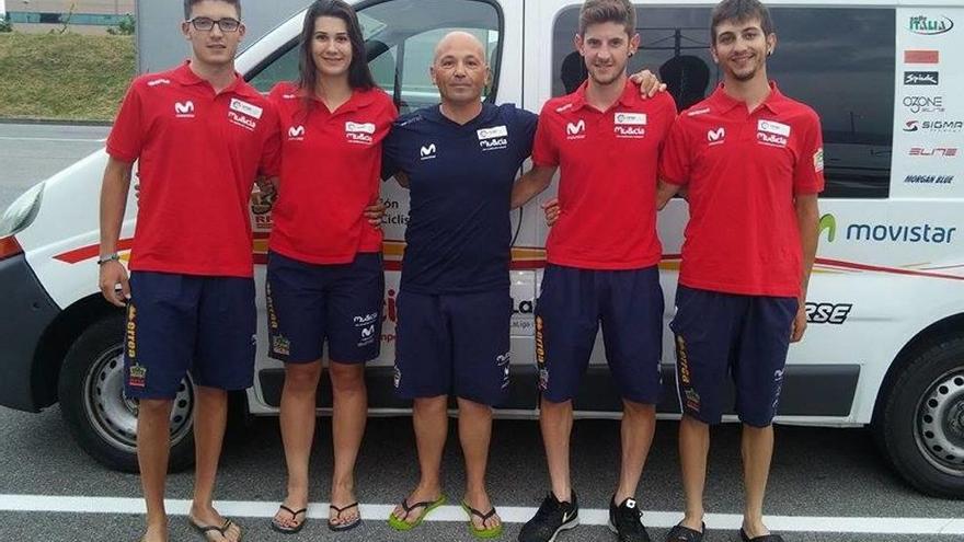 Álex Hernández, Marga López, David Monserrat, Xavi Cañellas y Marc Buades ayer en Montechiari.