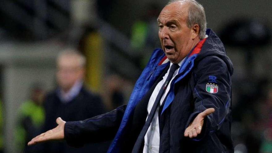 Ventura gesticula durante el partido el lunes contra Suecia en San Siro.