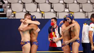 Los jugadores de la selecicón celebran su triunfo frente a EEUU y el pase a semifinales