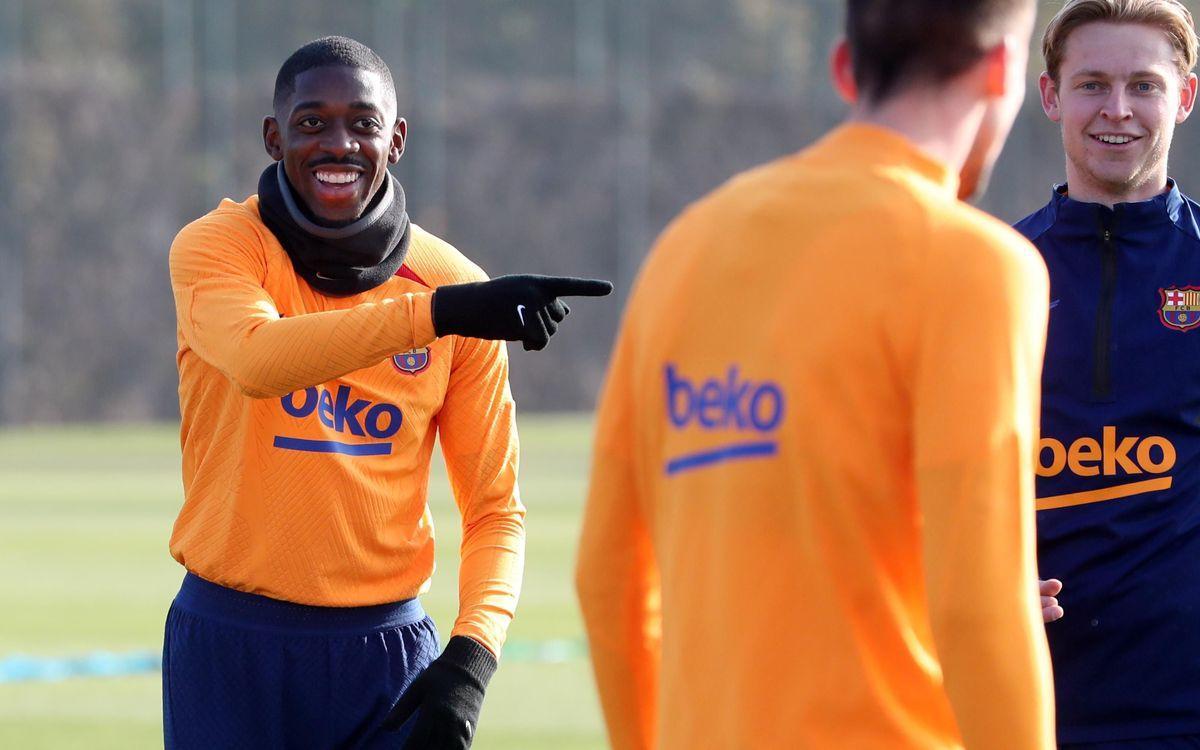 Último entrenamiento del Barça antes del duelo ante el Alavés