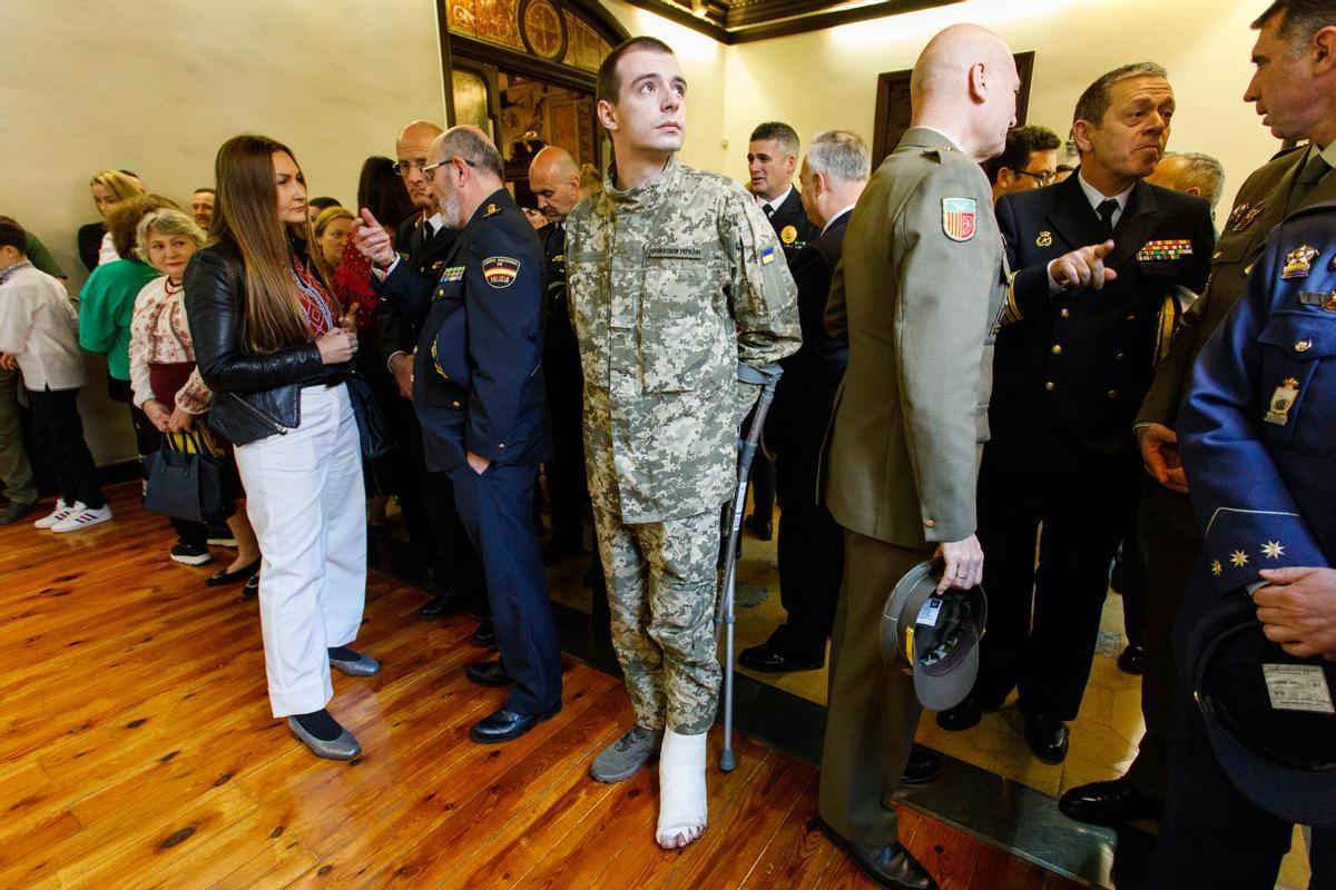 Entre los presentes al acto de homenaje del pasado viernes había soldados ucranianos heridos en combate.