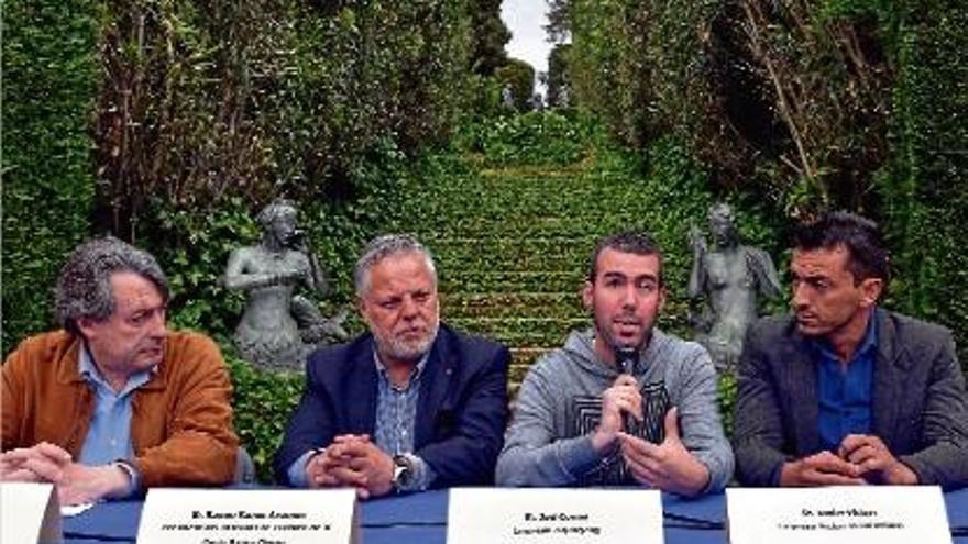 Arseni Frigola, Ramon Ramos, Joel Comas i Xavier Victori, durant la presentació del festival Vinomi de Lloret.