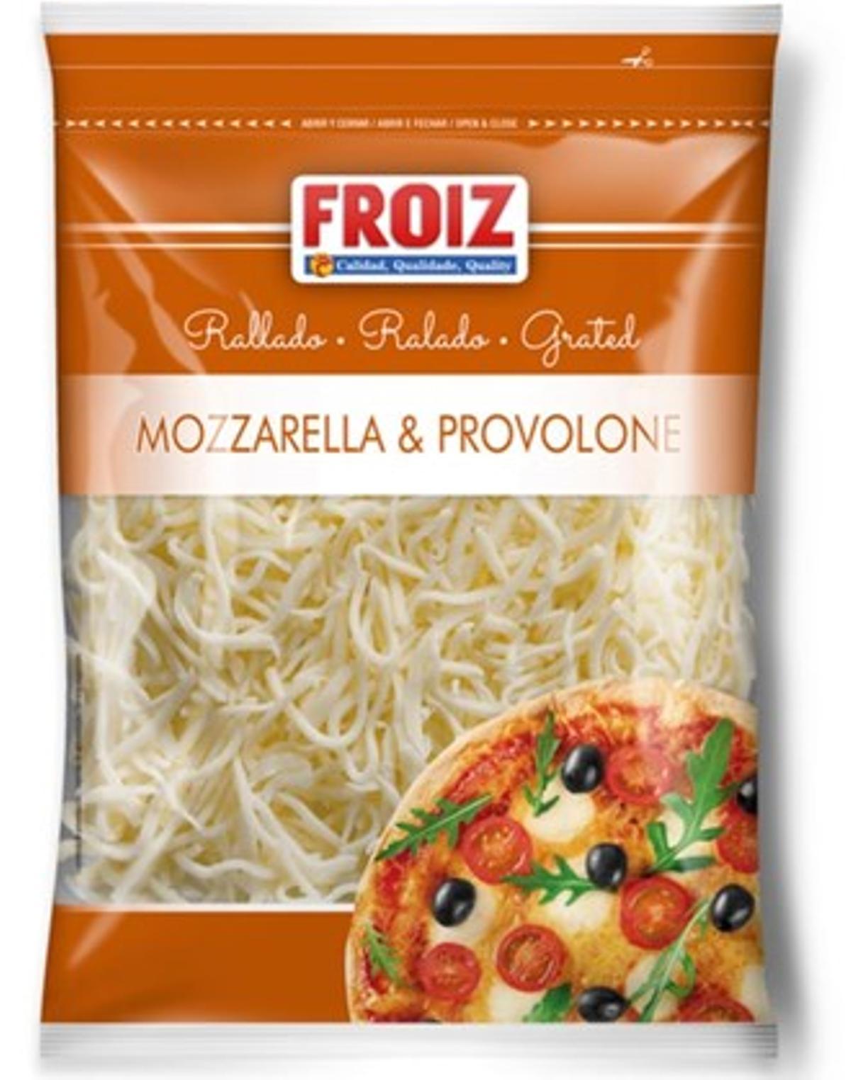Queso rallado mozzarella y provolone de la marca Froiz