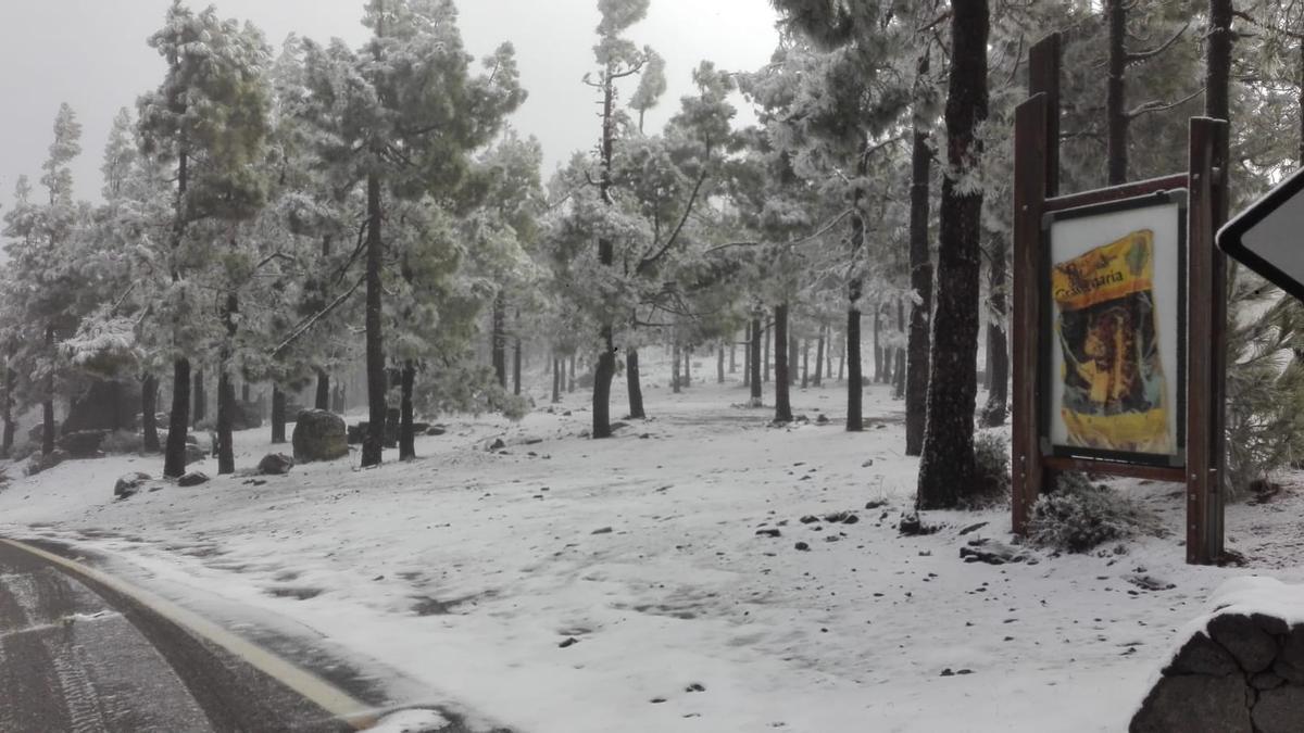 Nieva en la cumbre de Gran Canaria