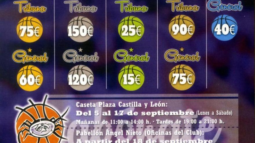 La tabla de precios de la nueva temporada.