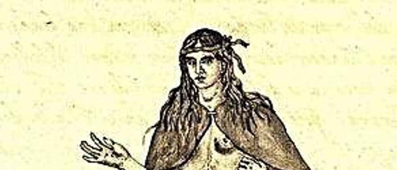 Indígena de La Gomera, según ilustración de Leonardo Torriani (1596).