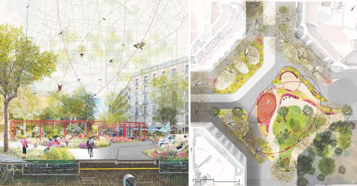 Imagen virtual de la nueva plaza que se generará en Enric Granados con Consell de Cent