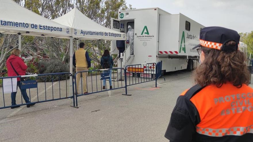 La unidad móvil en Estepona, durante las pruebas.