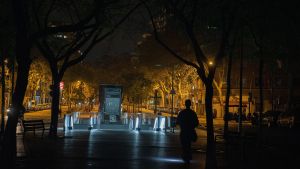 Una calle de Barcelona durante el apagón general del pasado 28 abril