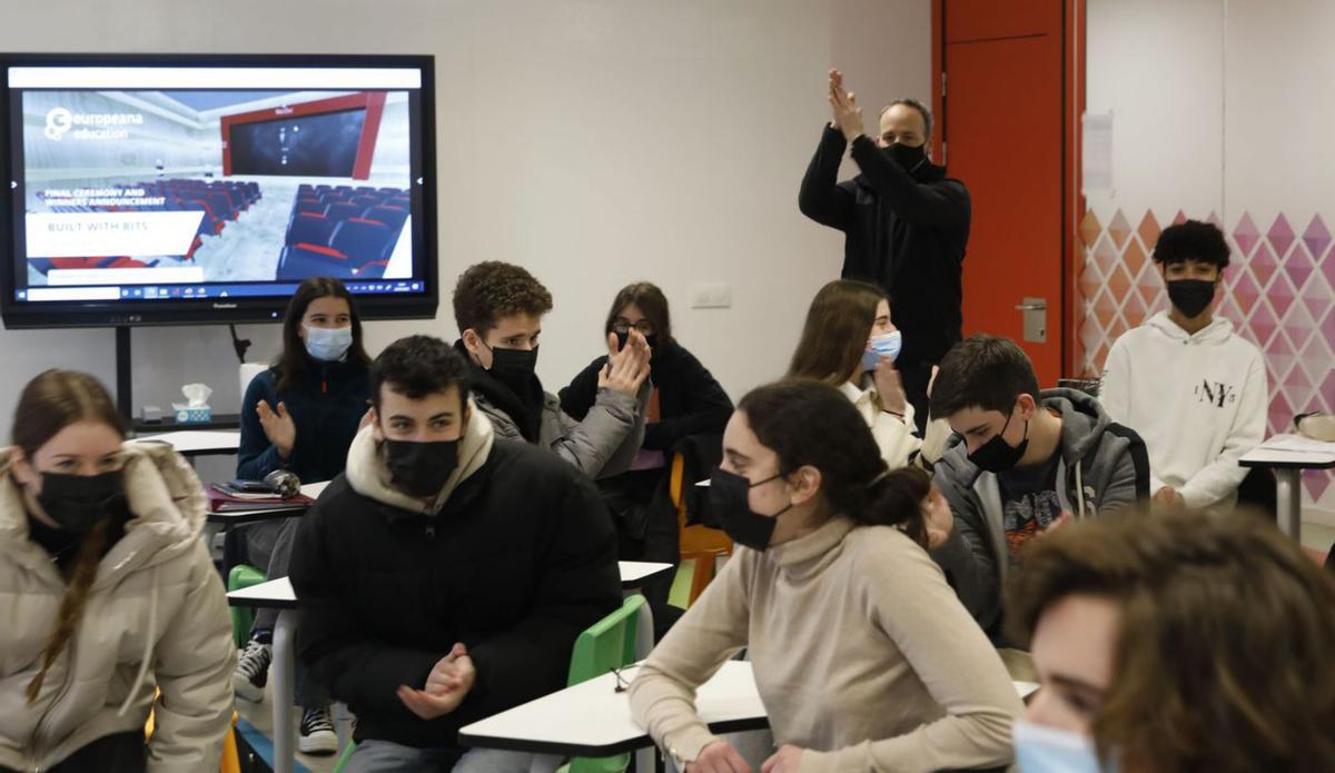 Los alumnos de primero de Bachillerato que participaron en el programa europeo, ayer. | Marcos León