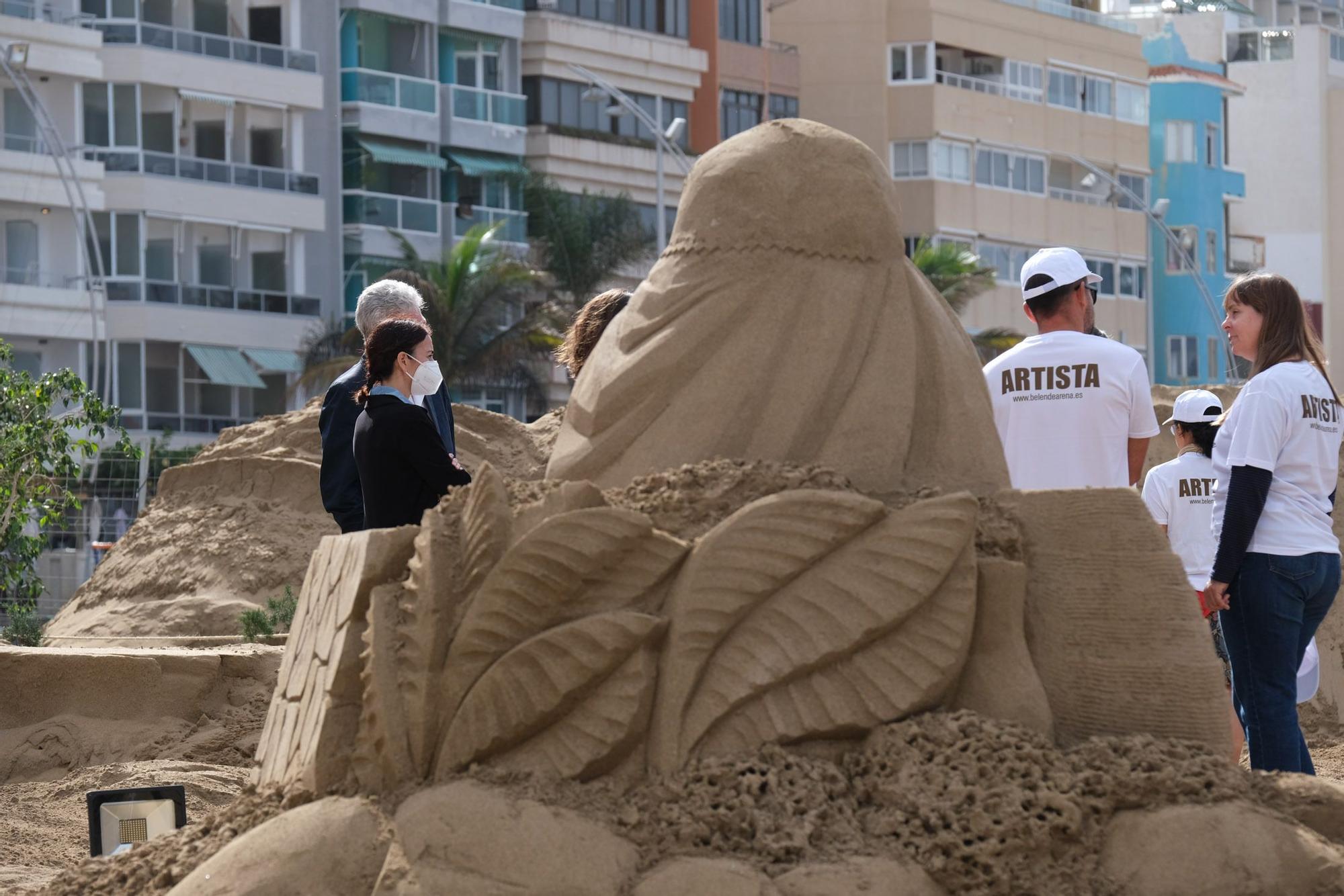 Inauguración del belén de arena en la playa de Las Canteras (3/12/2021)