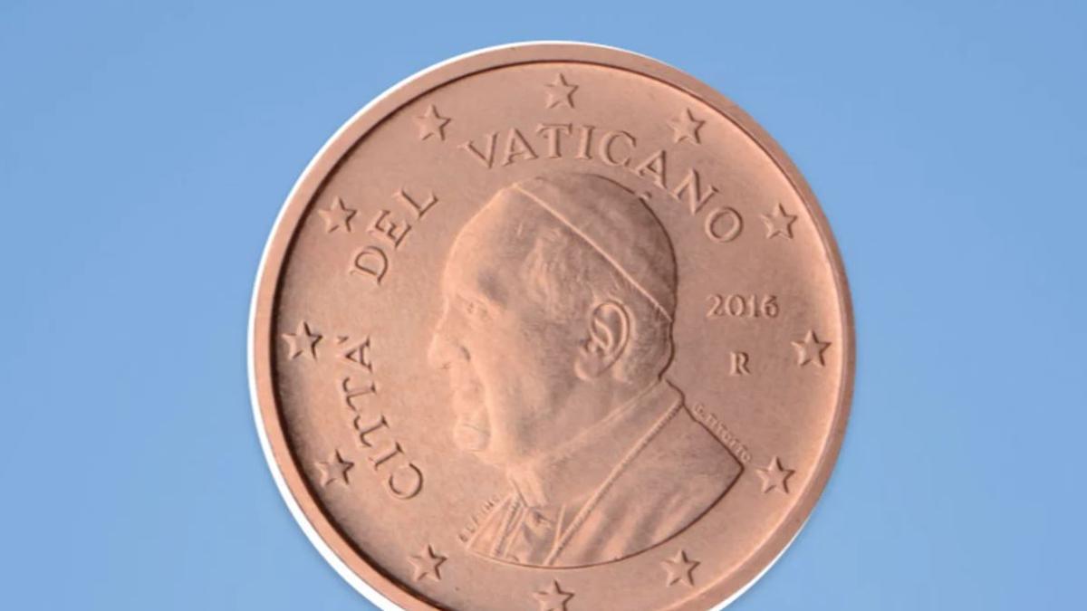 Moneda con la efigie del Papa Francisco.