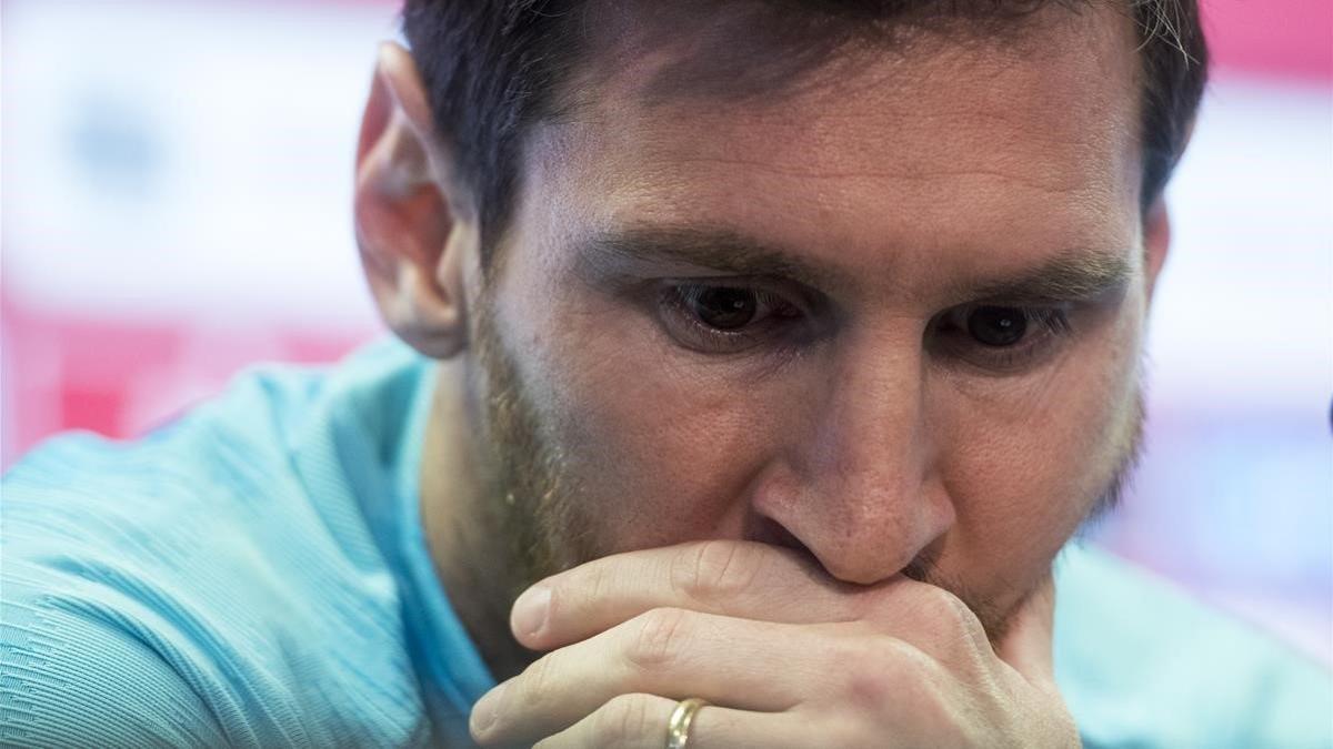 Messi, en la rueda de prensa previa a la final de Copa.