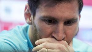 Messi, en la rueda de prensa previa a la final de Copa.