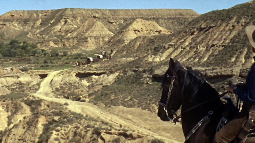Frame del filme &#039;Sangre sobre Texas&#039;, rodado en el Barranco de las balas (Fraga).