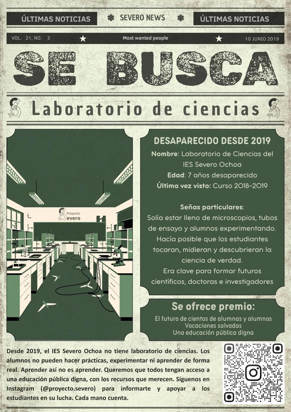 Uno de los carteles creados por el profesorado y el alumnado, dentro de la campaña.