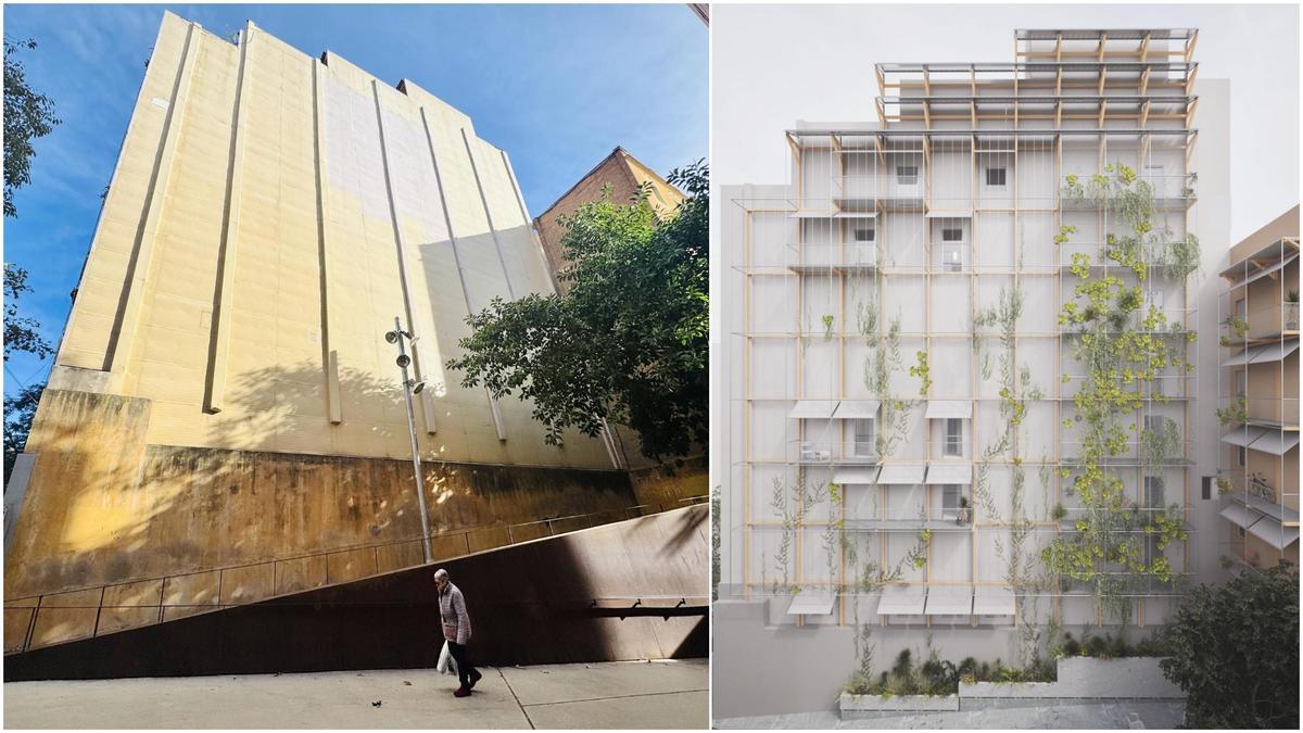 El antes y el después de la medianera de la calle Nàpols del Eixample que se transformará en 2026