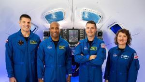 La tripulación de la misión Artemis II de la NASA. De izquierda a derecha: Jeremy Hansen, Victor Glover, Reid Wiseman y Christina Hammock Koch.