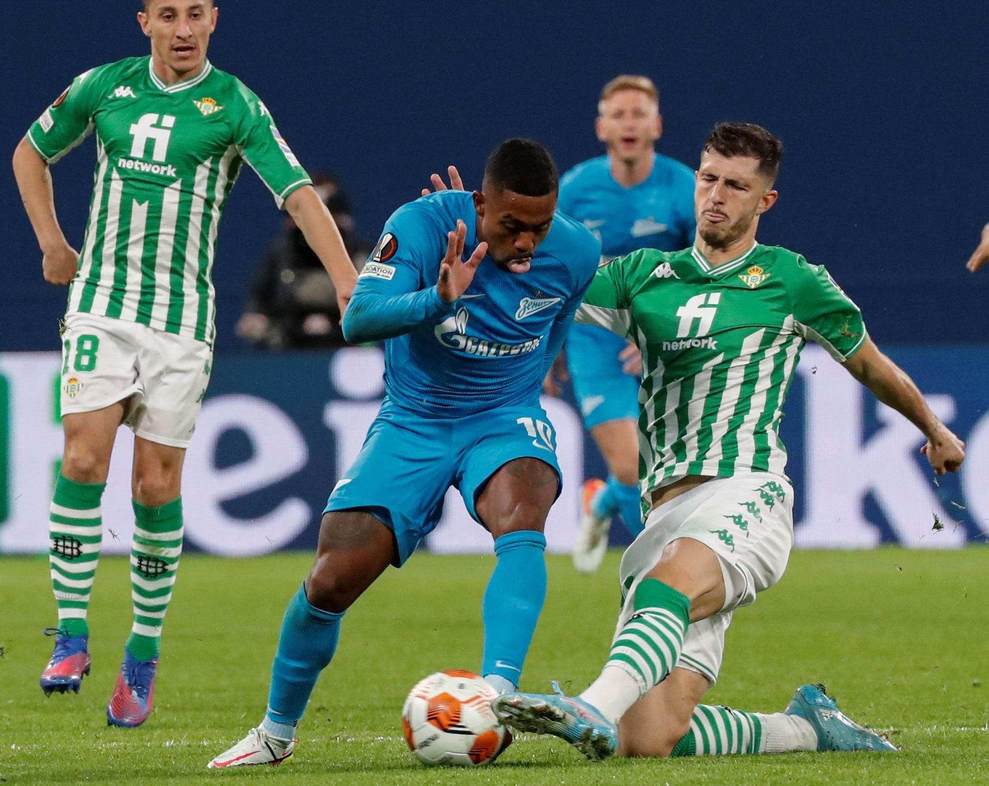 Malcom, jugador del Zenit y ex del Barça, en un partido de Europa League contra el Betis.