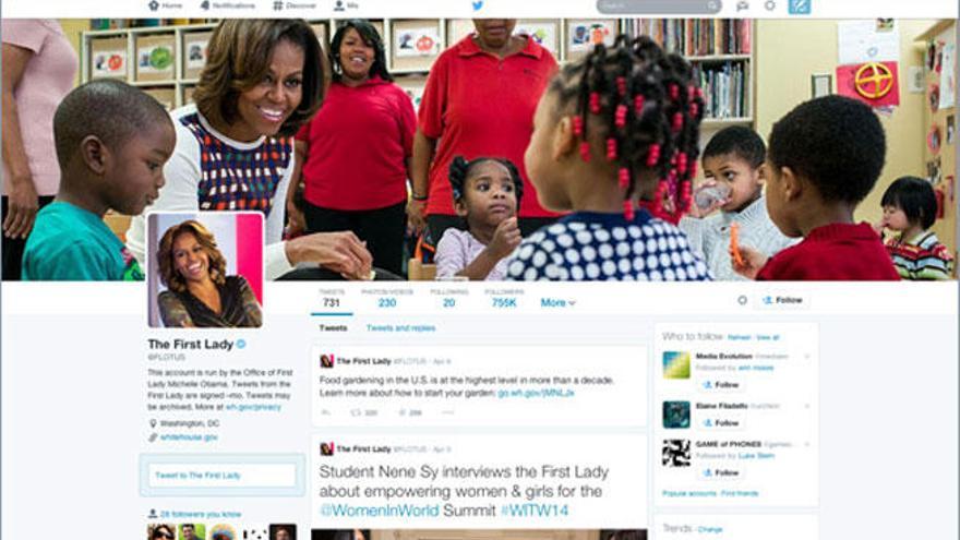 Imagen de la página de perfil de Michelle Obama.