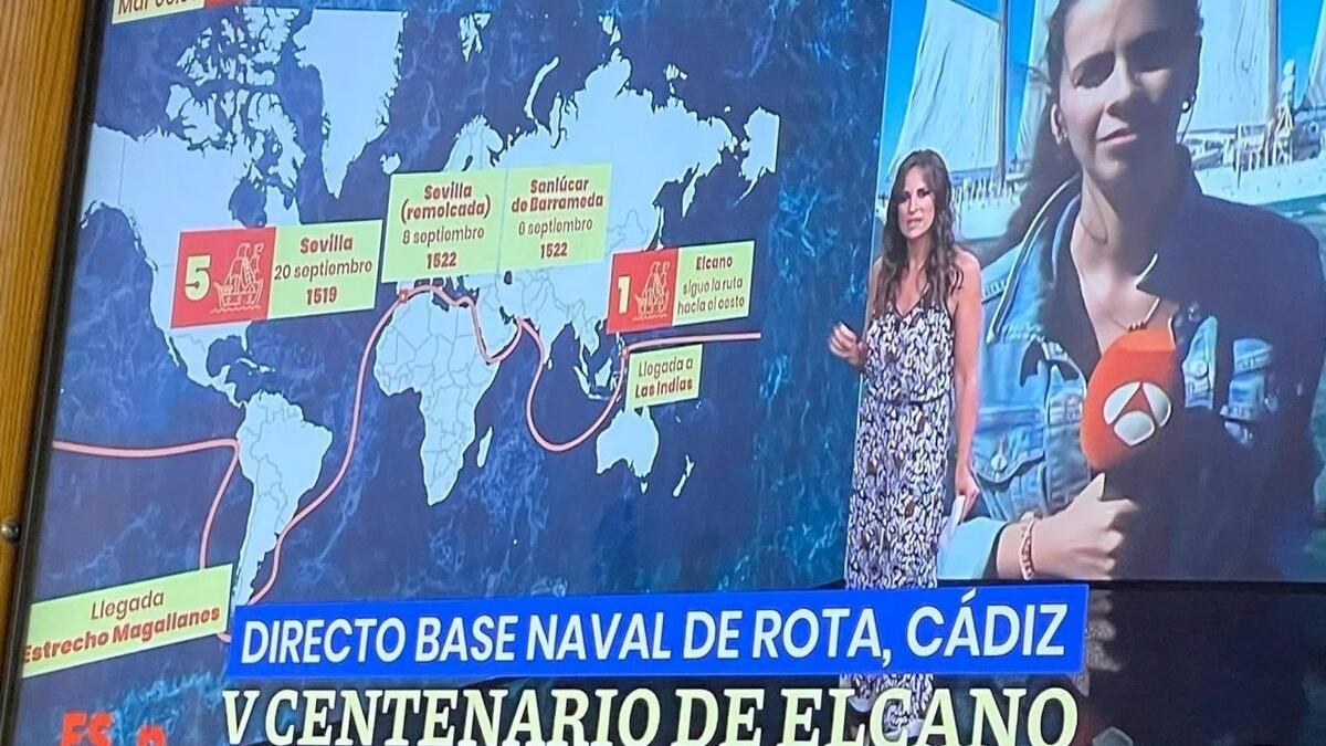 El mapa de Antena 3 según el cual la expedición de Magallanes cruzó el canal de Suez.