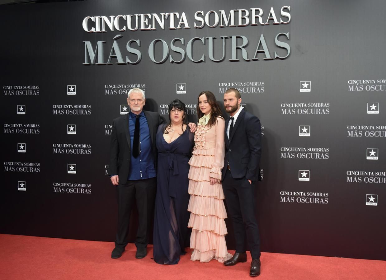 Estreno '50 sombras más oscuras' Madrid: Jamie Dornan, Dakota Johnson, James Foley y E. L. James