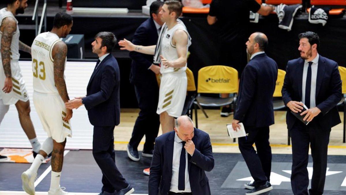 Laso, en un minuto muerto en el partido ante el Zaragoza