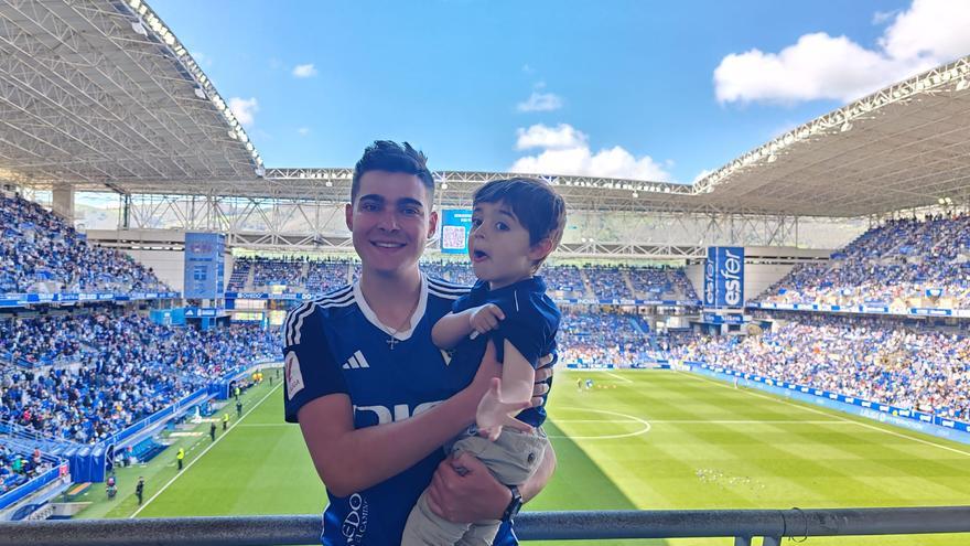 Del Tartiere al Teide para arropar al Oviedo: la peculiar historia de dos hinchas azules