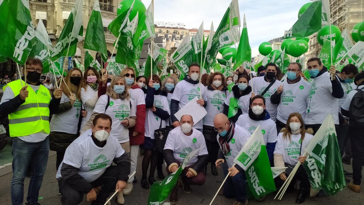 Delegados de Satse Murcia en la protesta de Madrid este miércoles.