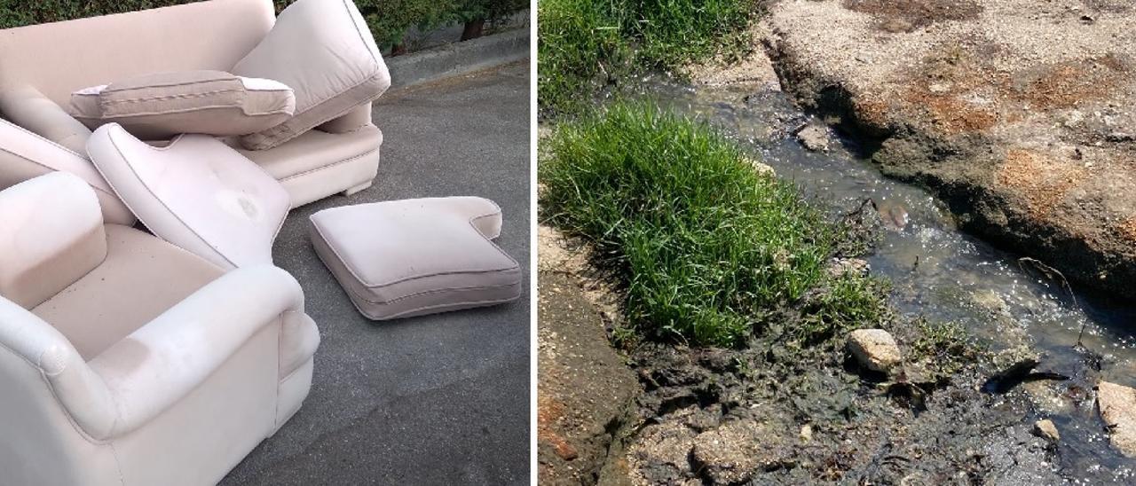 Muebles tirados y vertidos fecales; dos imágenes que hablan de la triste situación de la isla en pleno verano.