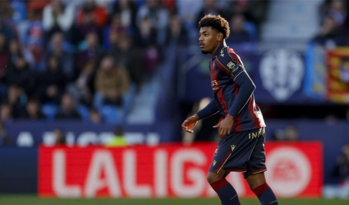 Kareem Tunde, durante el encuentro ante el Espanyol