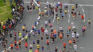 Salida de la Maratón de Barcelona, en la plaza Espanya.